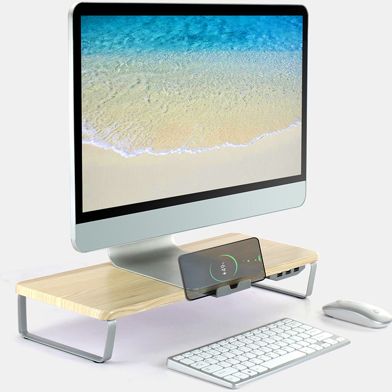 VitalStand GlassArc Laptop Stand — Transparent Tempered Glass Riser with Charging