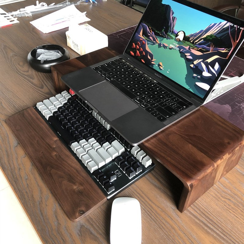 VitalStand WalnutRise Monitor Stand — Solid Black Walnut Natural Wood Riser