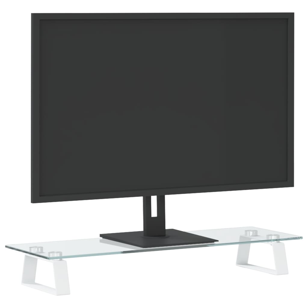 VitalStand GlassTop Monitor Stand — Tempered Glass & Steel Riser