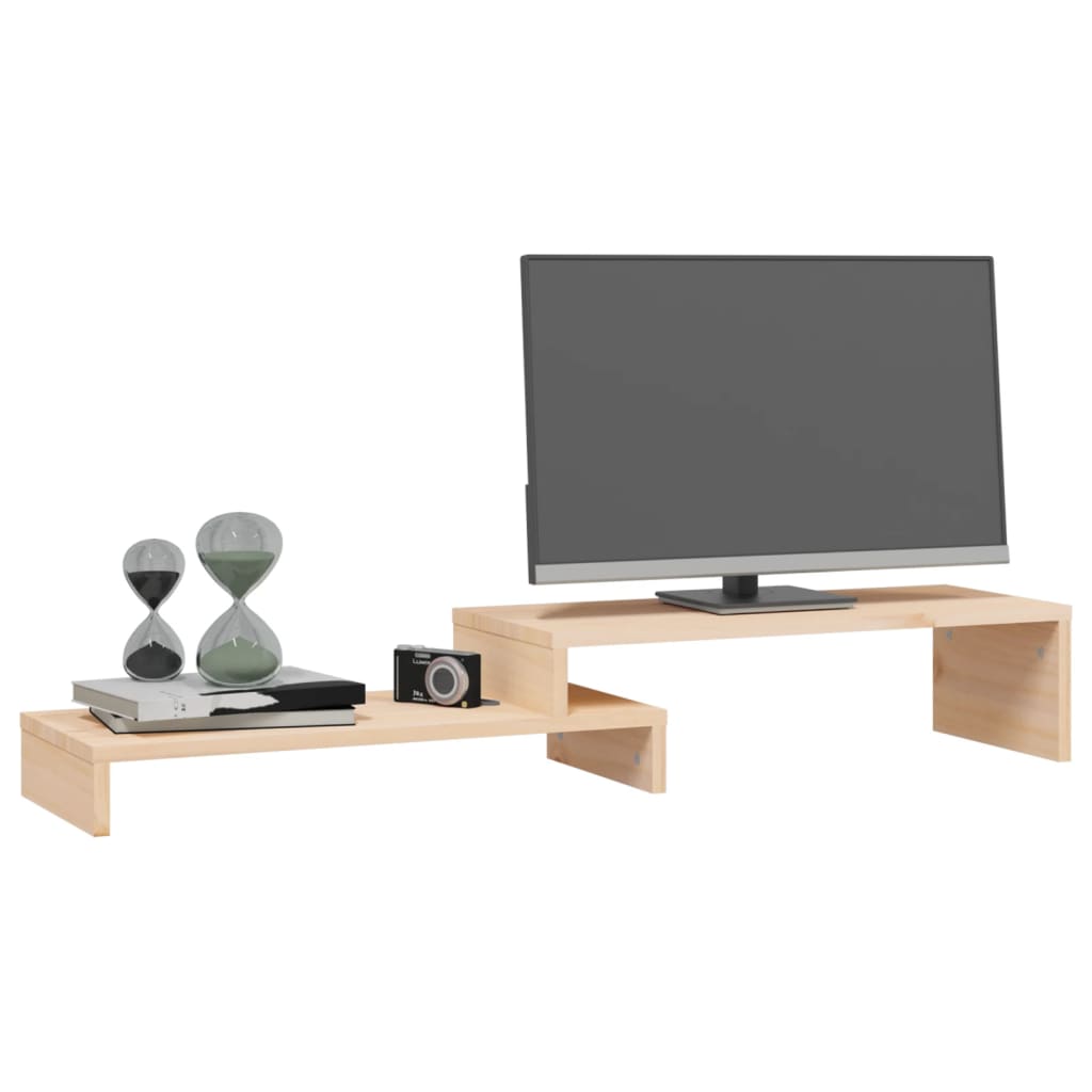 VitalStand StorePro Monitor Platform — Solid Pine Wide Adjustable Riser
