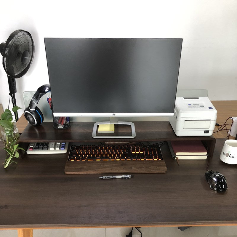 VitalStand WalnutRise Monitor Stand — Solid Black Walnut Natural Wood Riser